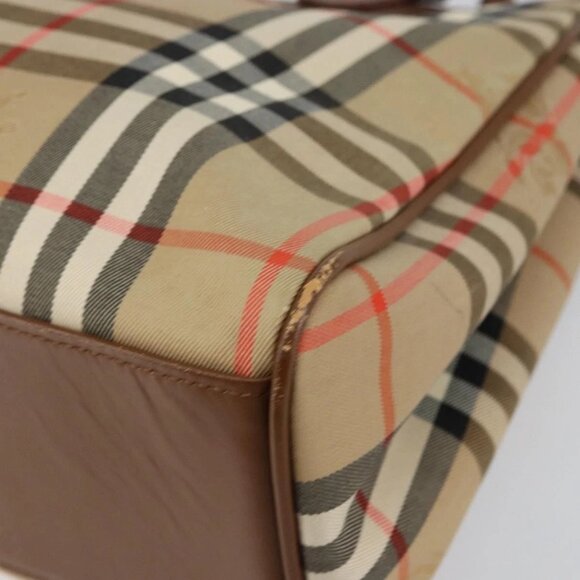 Burberrys Nova Check Hand Bag Canvas Gold Beige Auth ep11255 - Picture 10 of 15